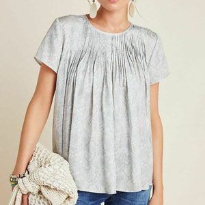 DOLAN Anthropologie Left Coast Snake Print Pleated Short Sleeve Top Shirt XS